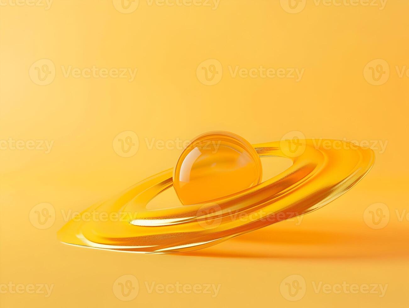 AI generated A model of a planet resting on a yellow background. High quality. AI Generative photo