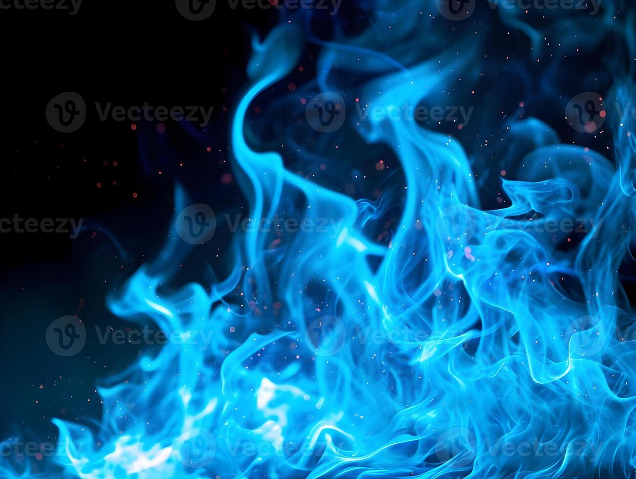 AI generated Light blue and white gradient fire background on black background. High quality. AI Generative photo