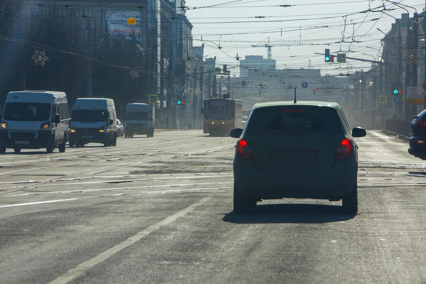dusty spring morning in Tula, Russia photo