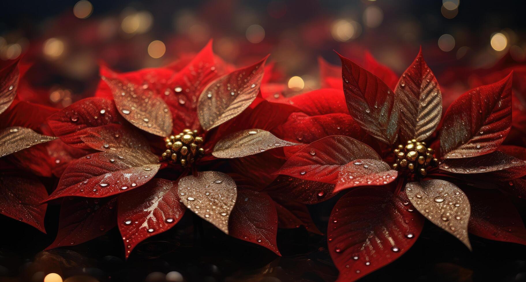 AI generated a close up of beautiful poinsettia blossoms photo