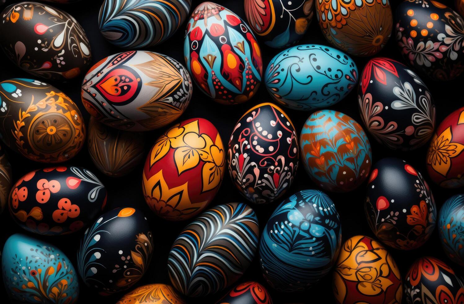 AI generated a colorful collection of painted easter eggs photo