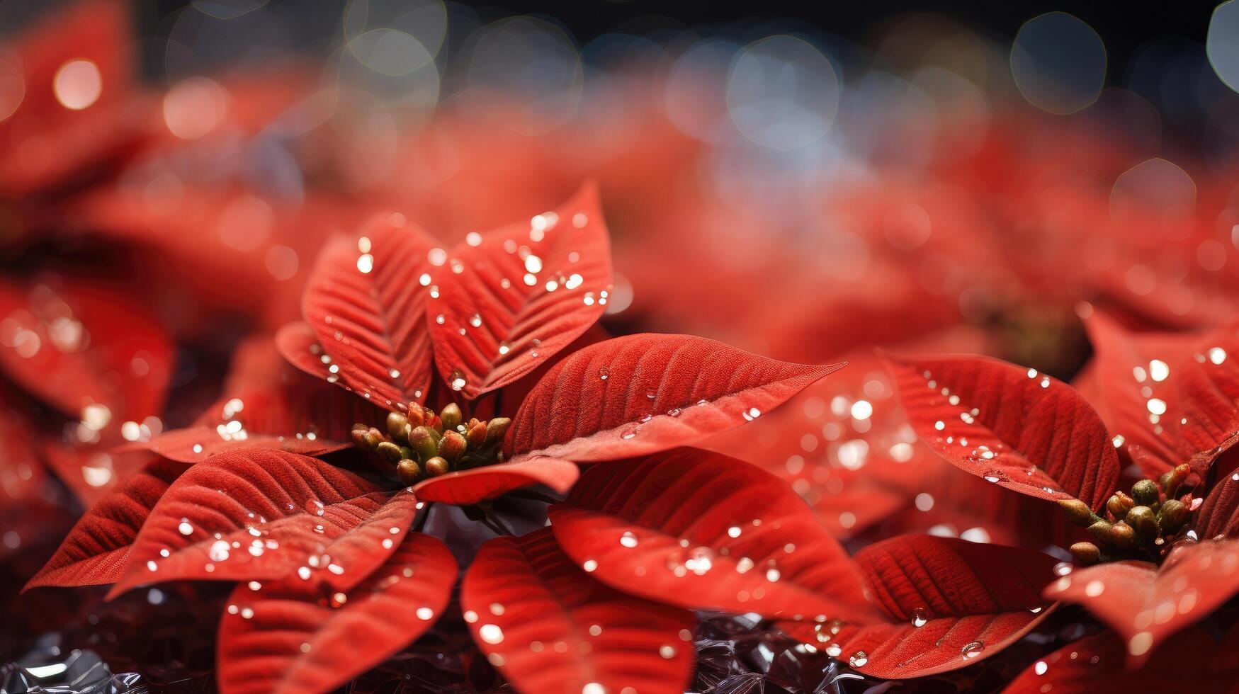 AI generated a close up of beautiful poinsettia blossoms photo