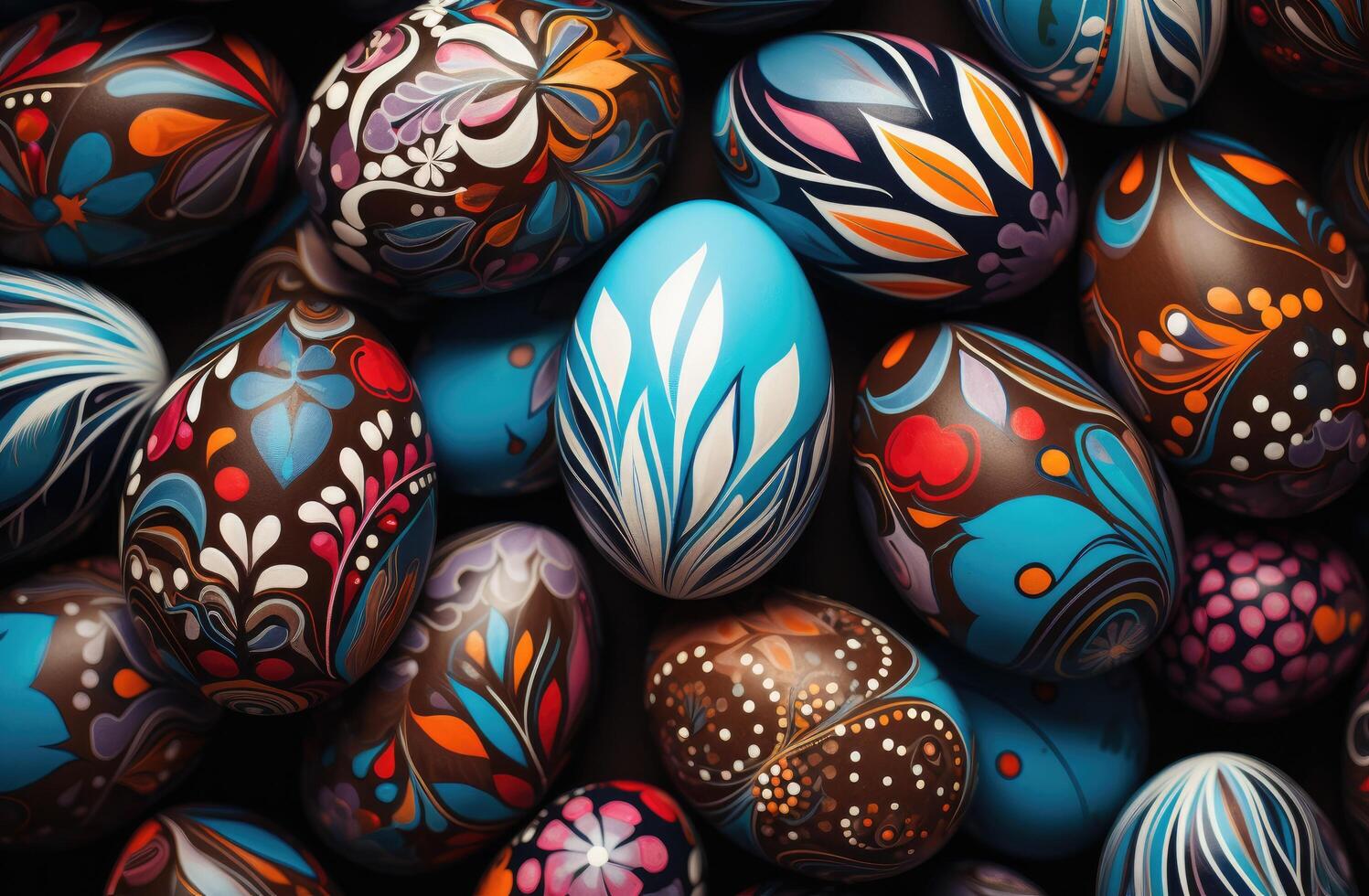 AI generated a group of colorful Easter eggs photo