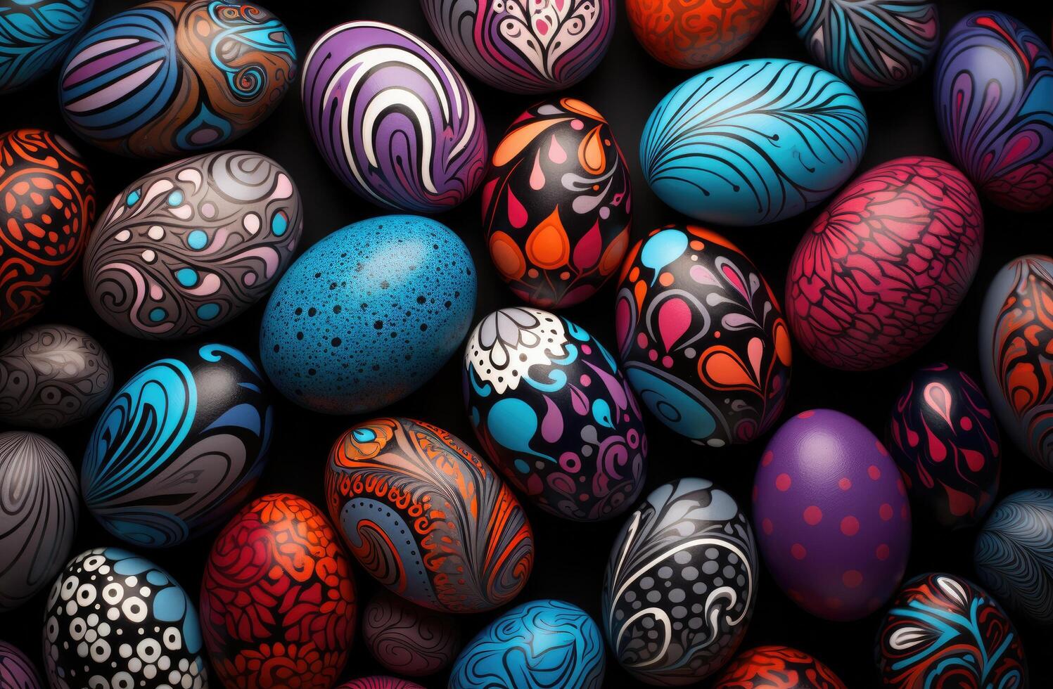AI generated a group of colorful Easter eggs photo