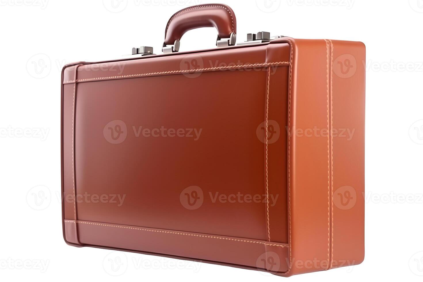 AI generated brown leather suitcase isolated on white background, neural network generated image photo