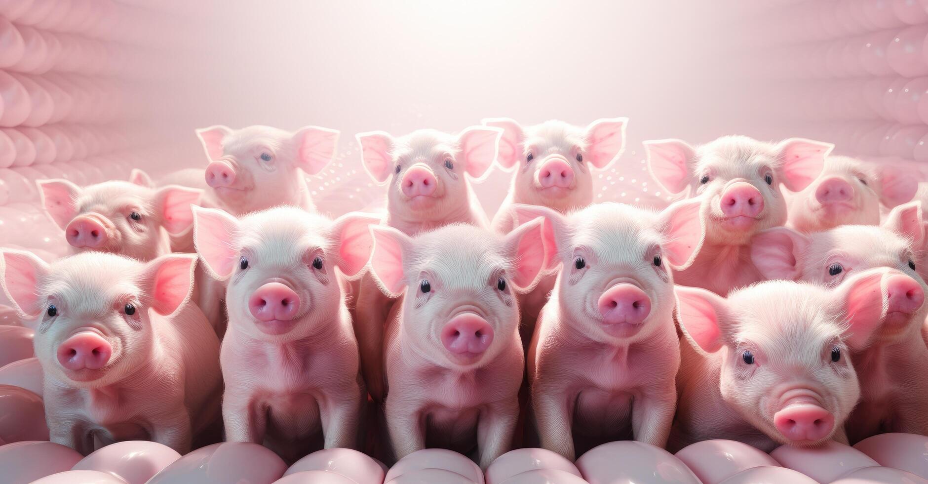 AI generated a group of pink pigs are staring into space photo