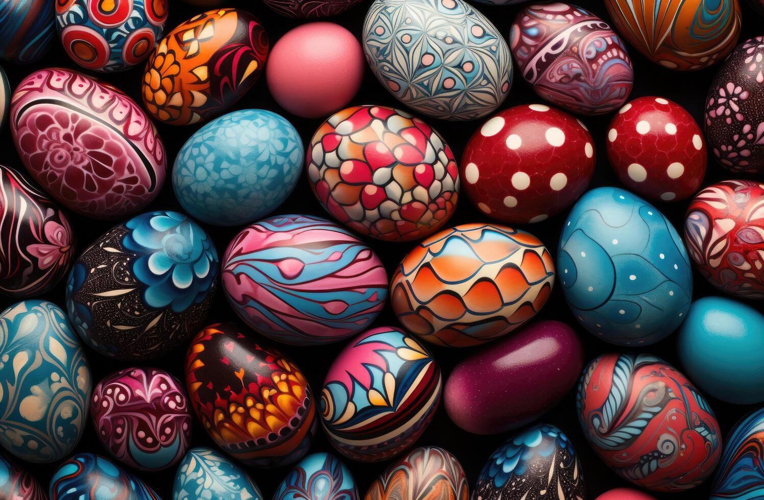 AI generated a large collection of painted eggs photo