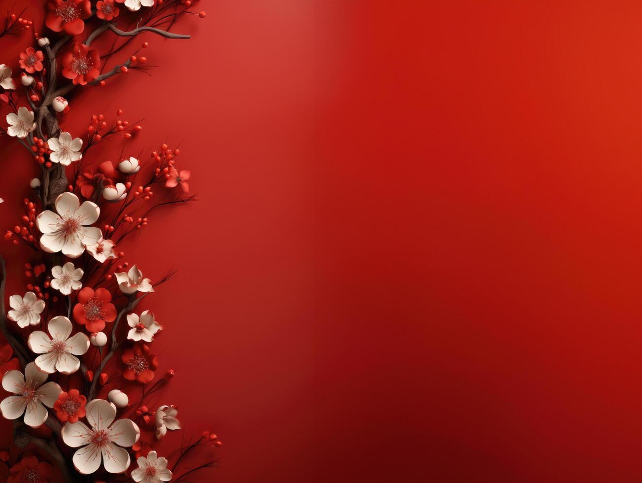 AI generated a red background with a mandala and Chinese lanterns photo