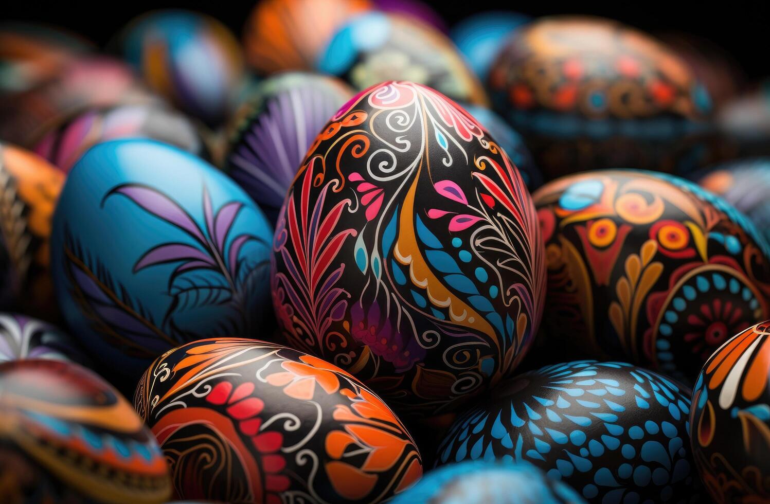AI generated a colorful collection of painted easter eggs photo