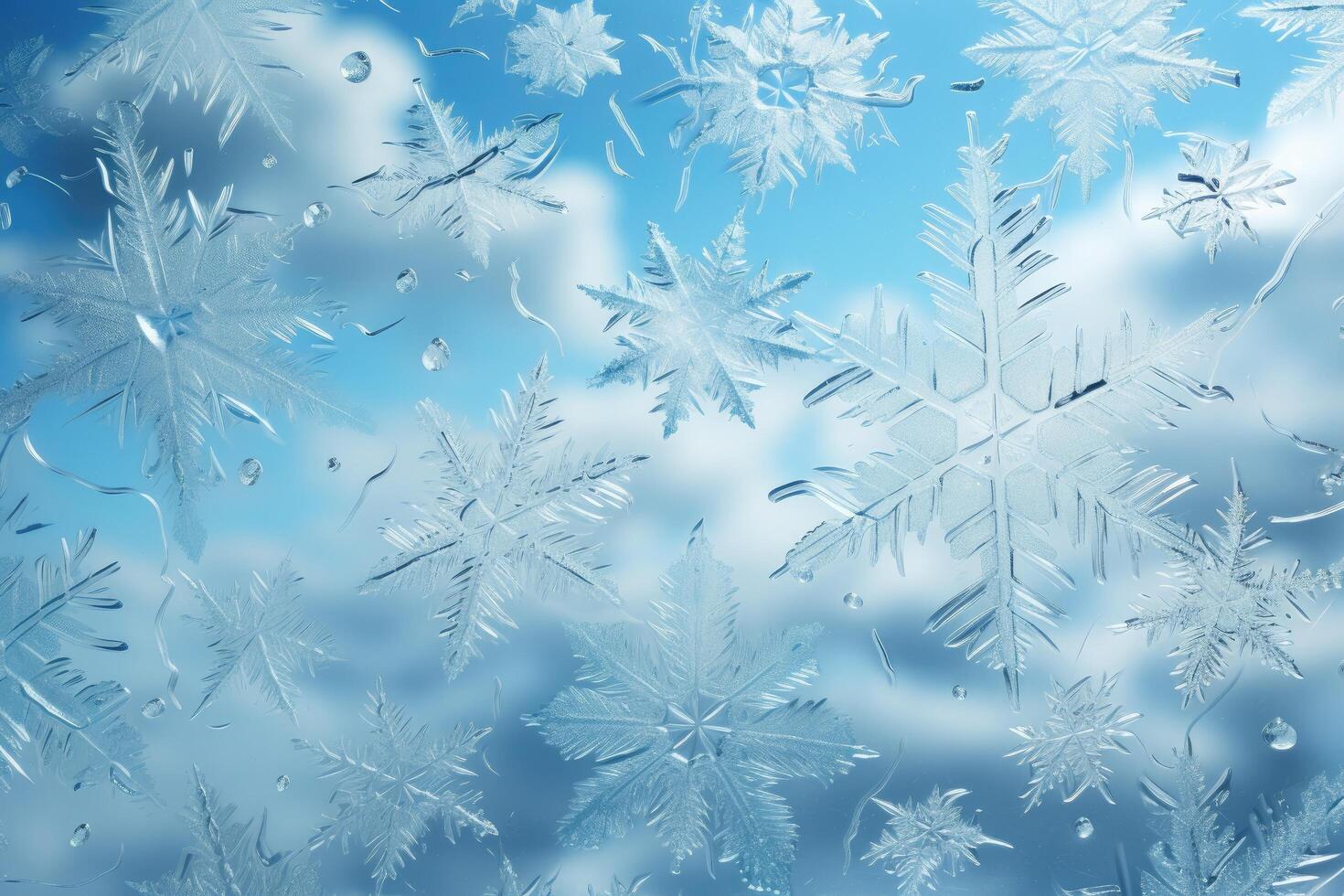 AI generated an image of snowflakes on glass, photo