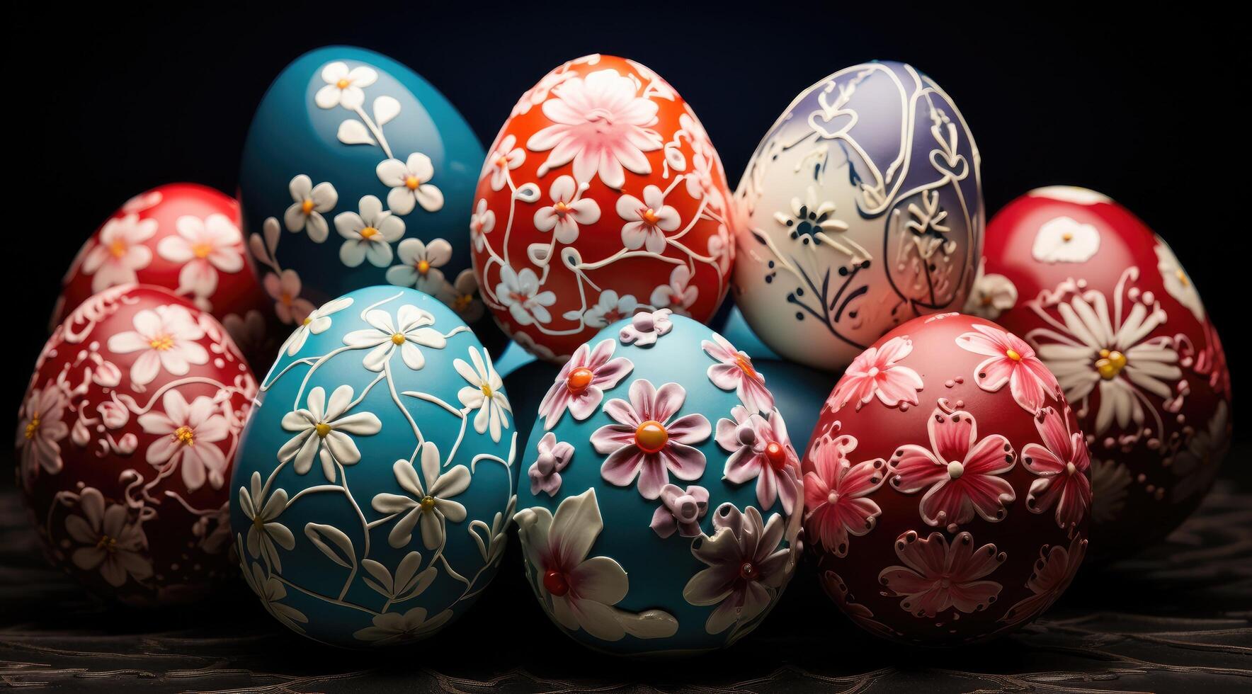 AI generated an array of colored eggs photo