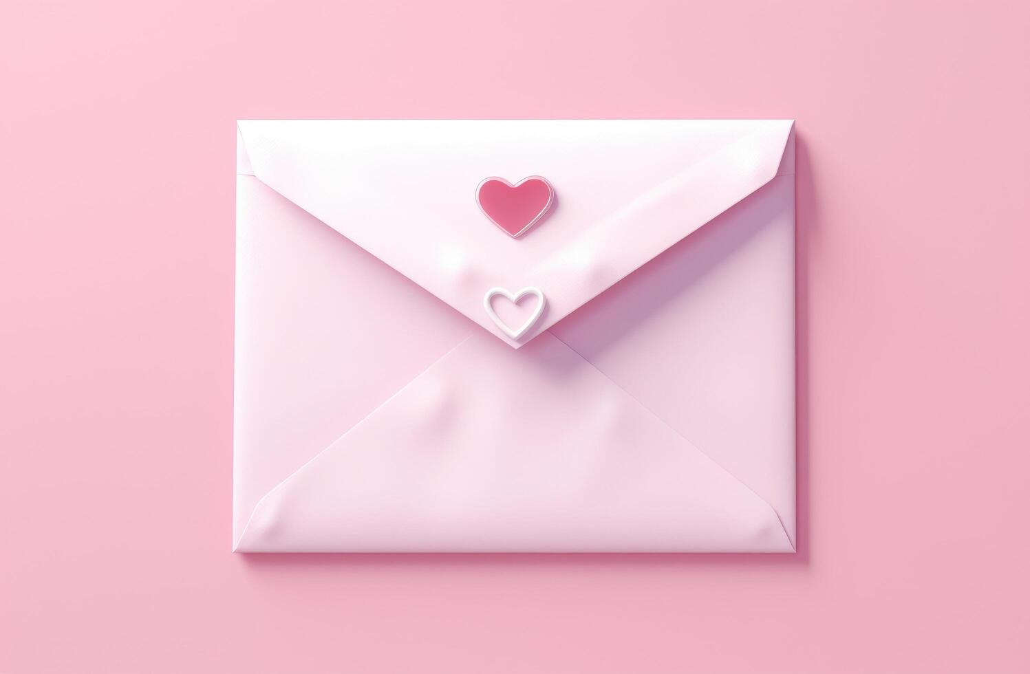 AI generated an envelope full of pink hearts and a paper with space for a message photo