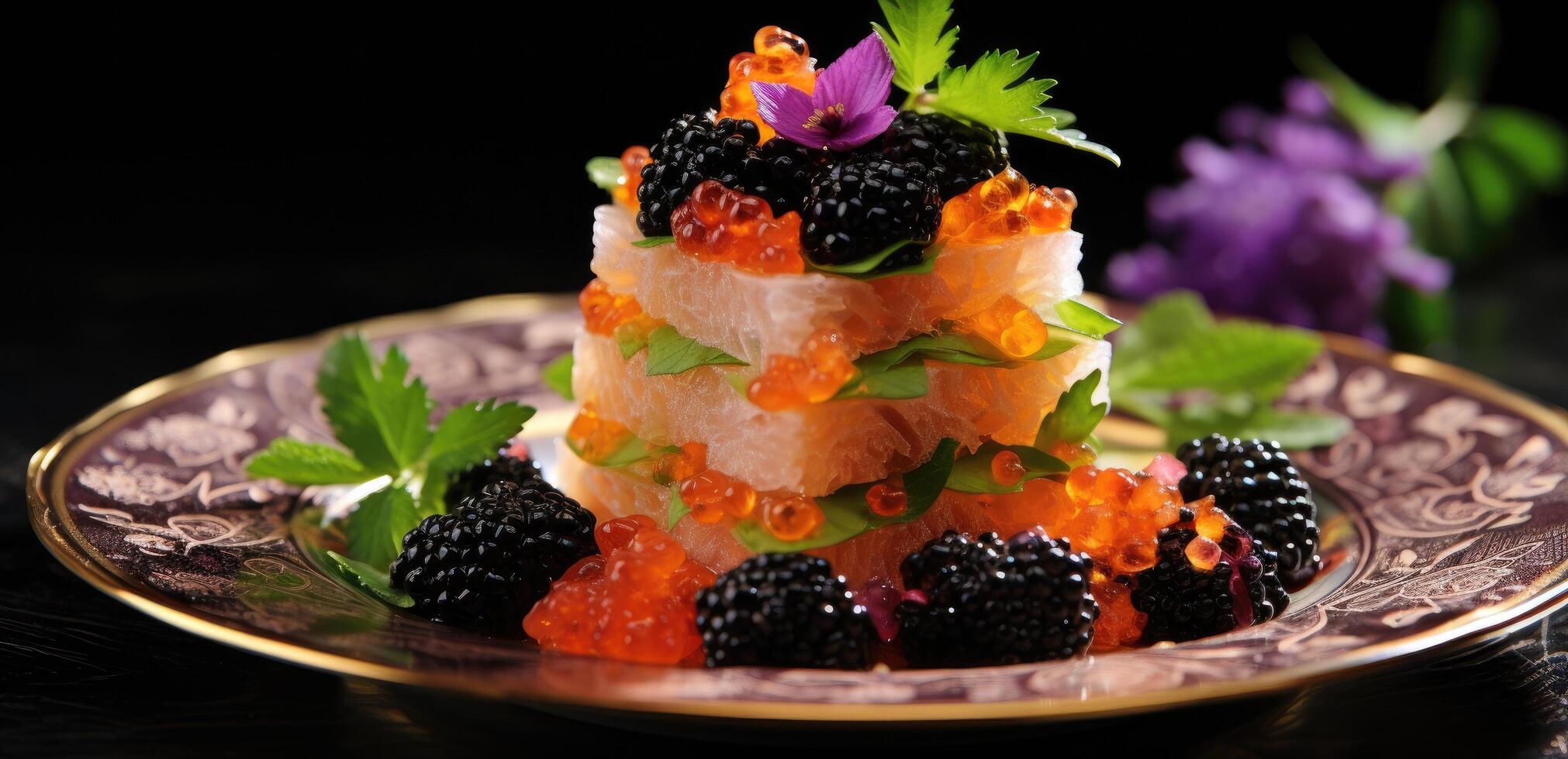 AI generated caviar on tap at with caviar on a side, photo