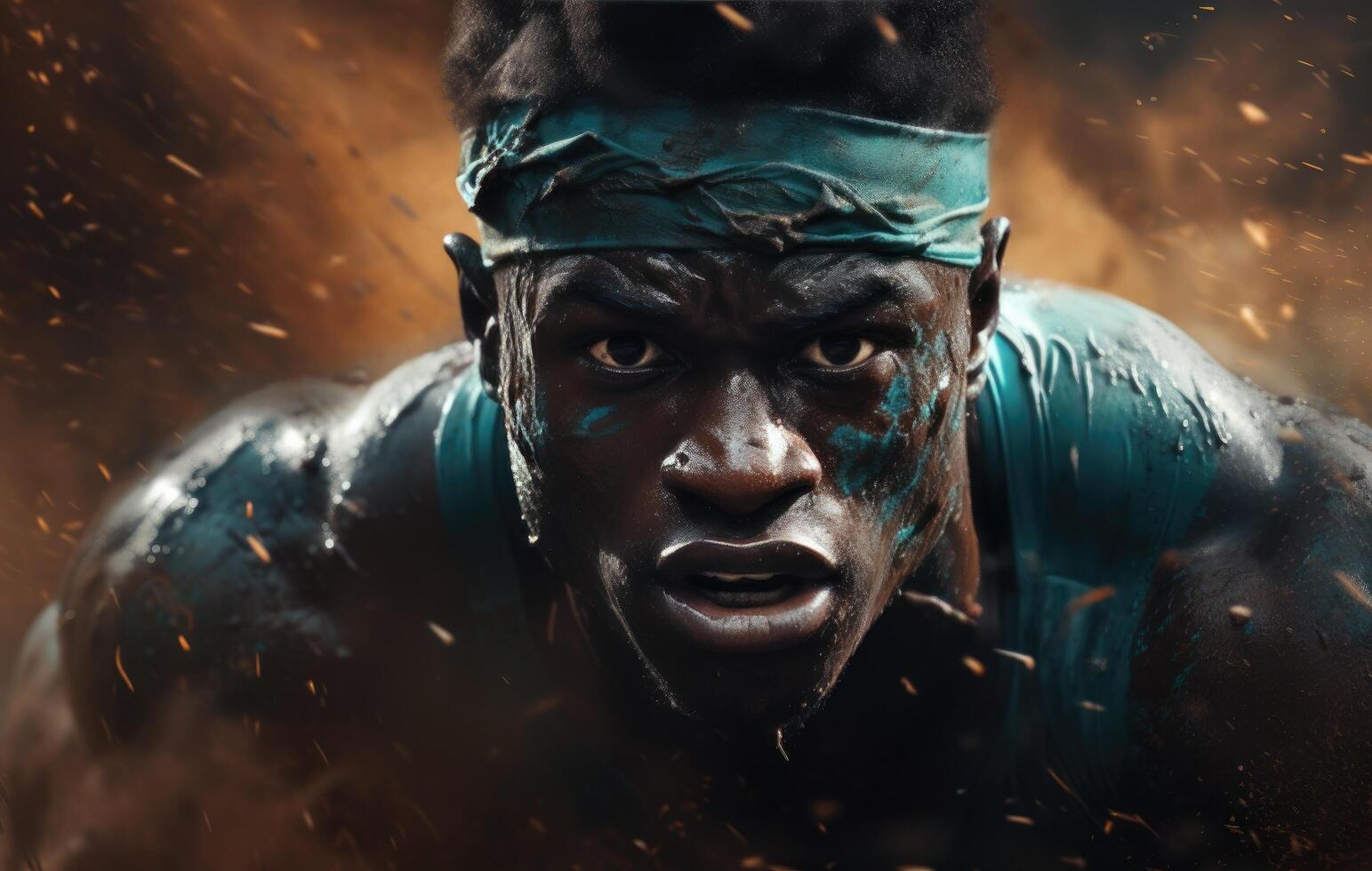 AI generated black athlete at training photo