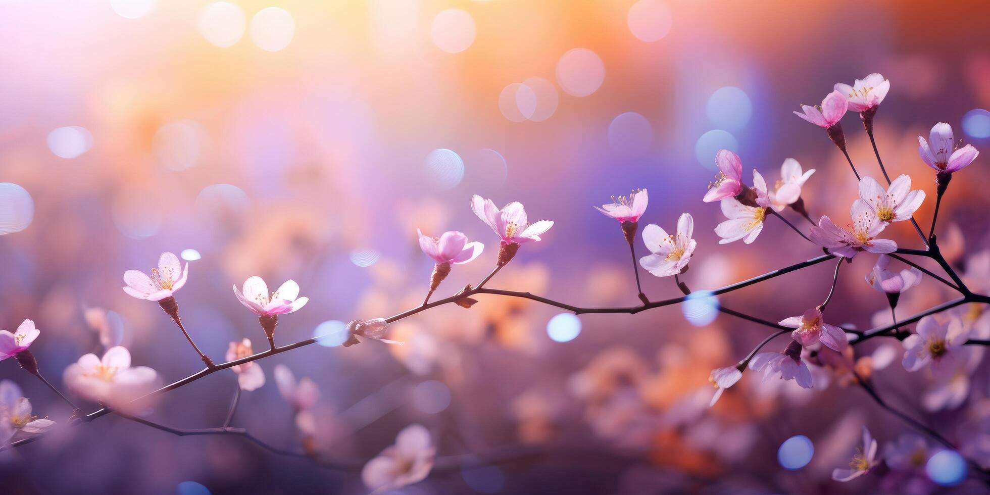 AI generated an abstract spring background, full of colorful flowers photo