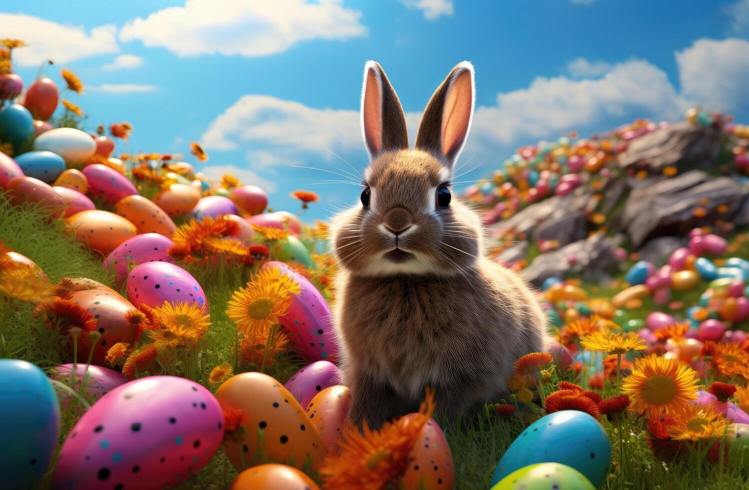 AI generated bunny inside easter easter wallpapers, photo