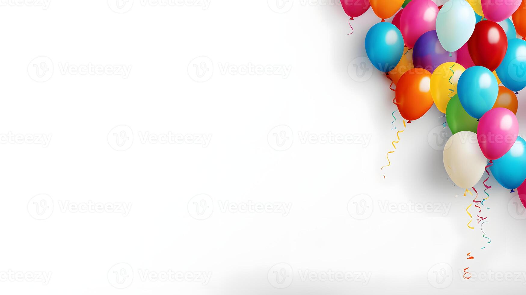 AI generated Colorful balloons on white background with copy space, neural network generated image photo