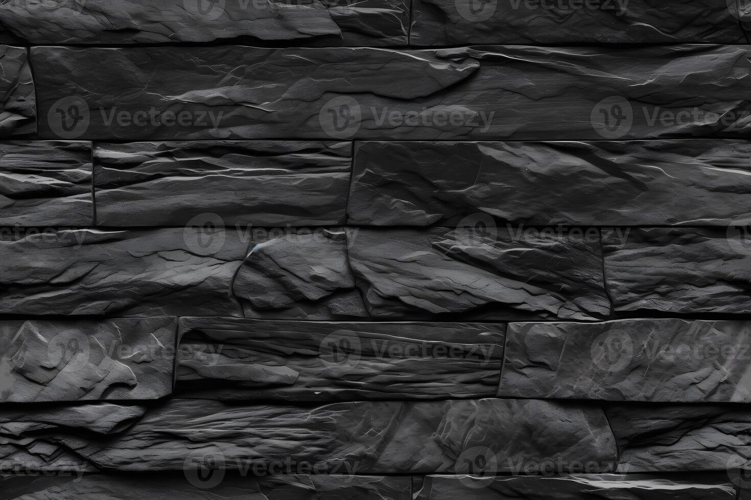 AI generated Seamless texture of dark grey black slate tile wall, neural network generated image photo