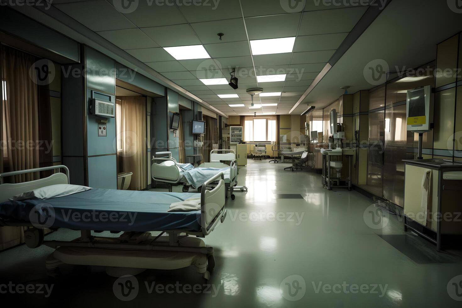 AI generated empty generic hospital interior, neural network generated image photo