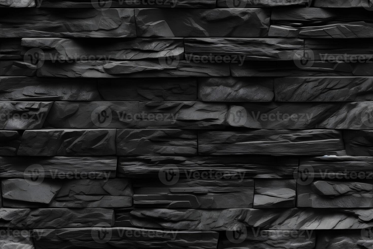 AI generated Seamless texture of dark grey black slate tile wall, neural network generated image photo