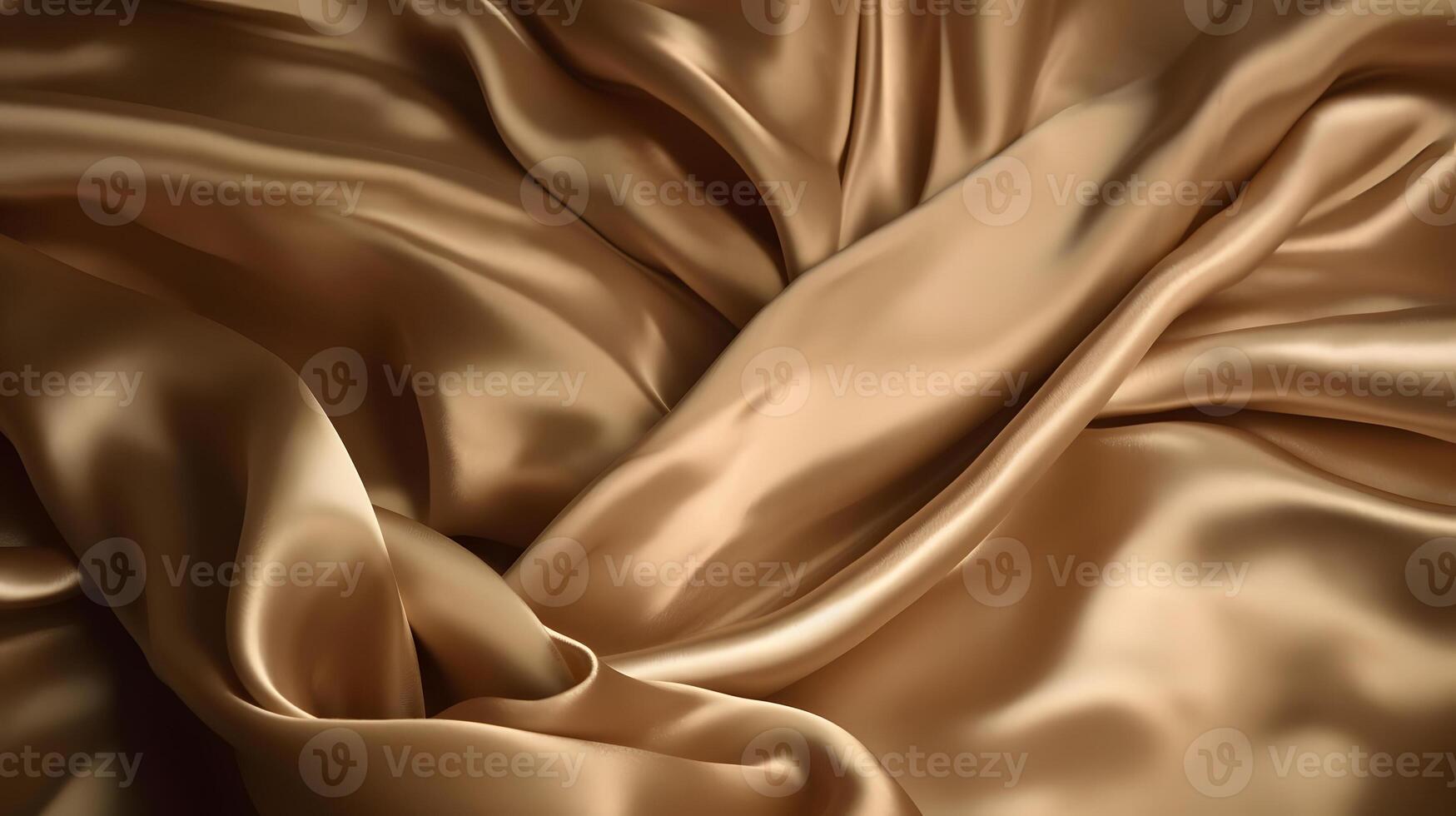 AI generated Golden-colored silk surface with folds. Abstract background, neural network generated image photo