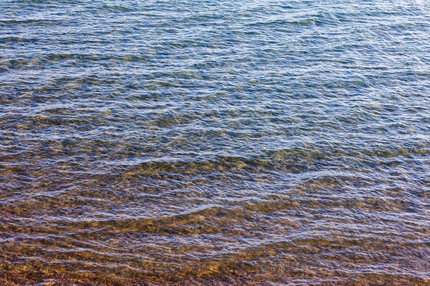 de cerca fotograma completo antecedentes de transparente montaña lago agua superficie con templado ondas foto