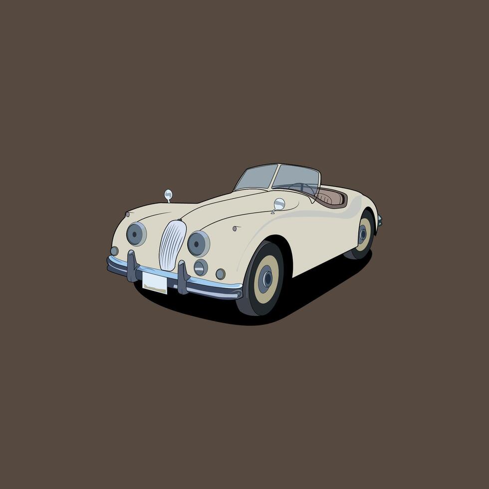 Illustration vector graphic of classic convertible car with cream color
