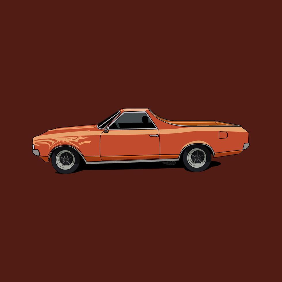 ilustración vector gráfico de naranja Clásico coche con lado ver