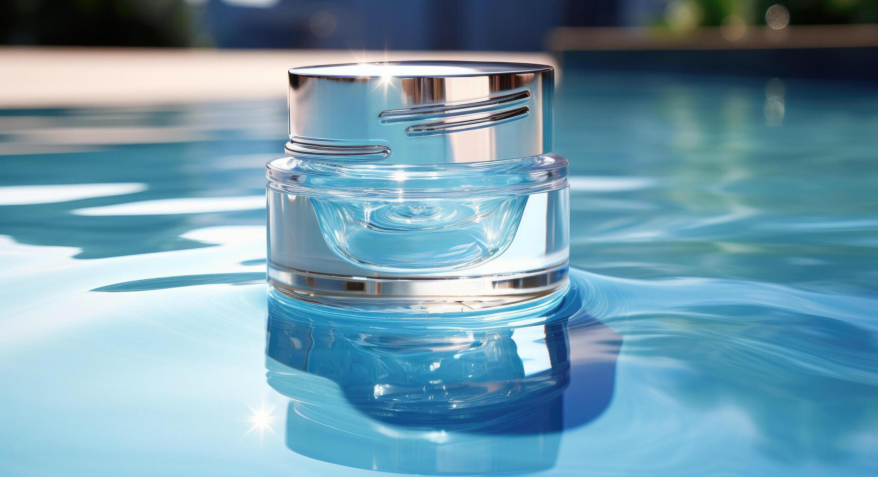AI generated clear eye cream in the swimming pool, photo