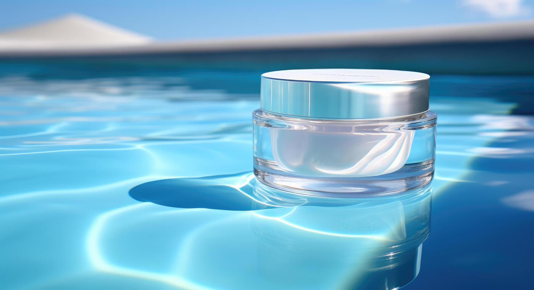 AI generated clear eye cream in the swimming pool, photo