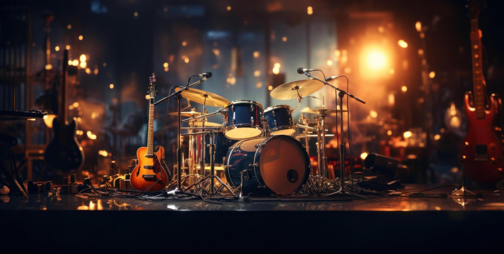 AI generated music recording studio in the dark photo