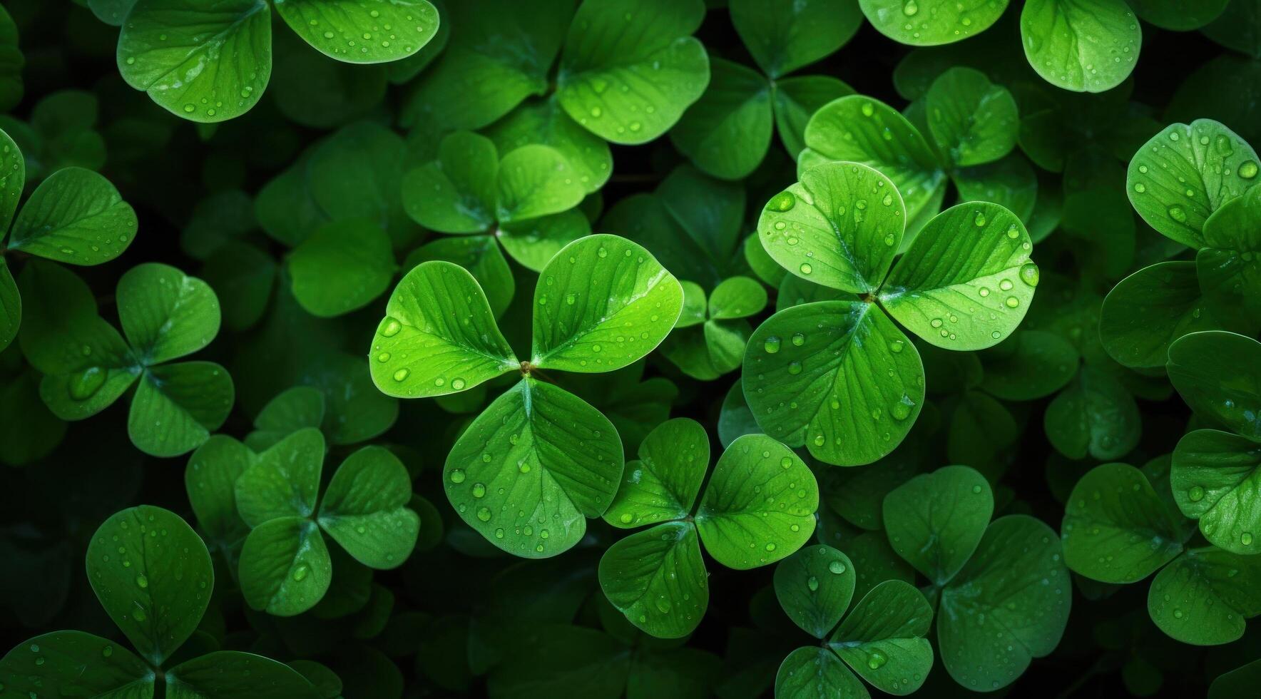 AI generated green shamrock leaves shamrocks background photo