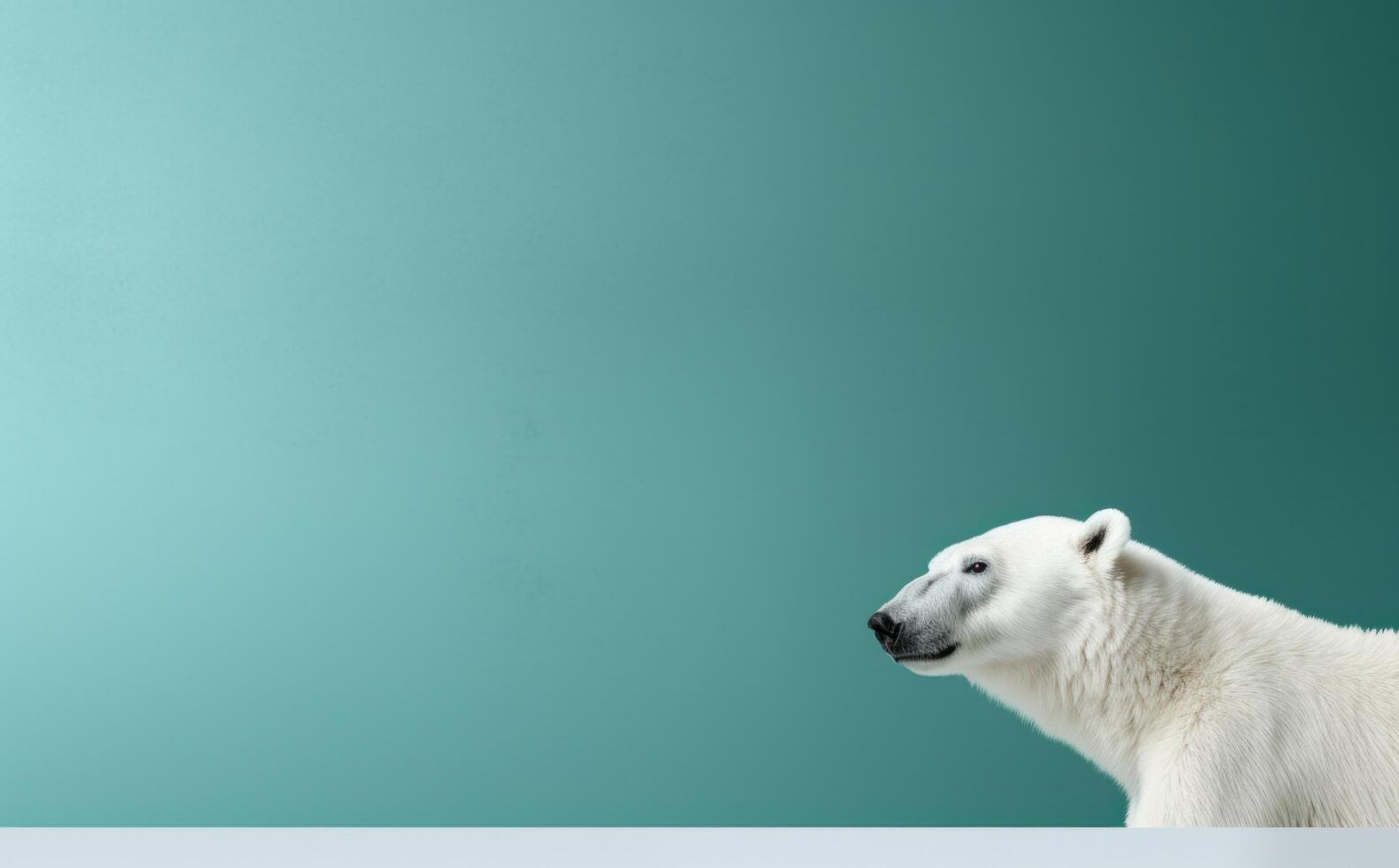AI generated polar bear near a blue wall photo