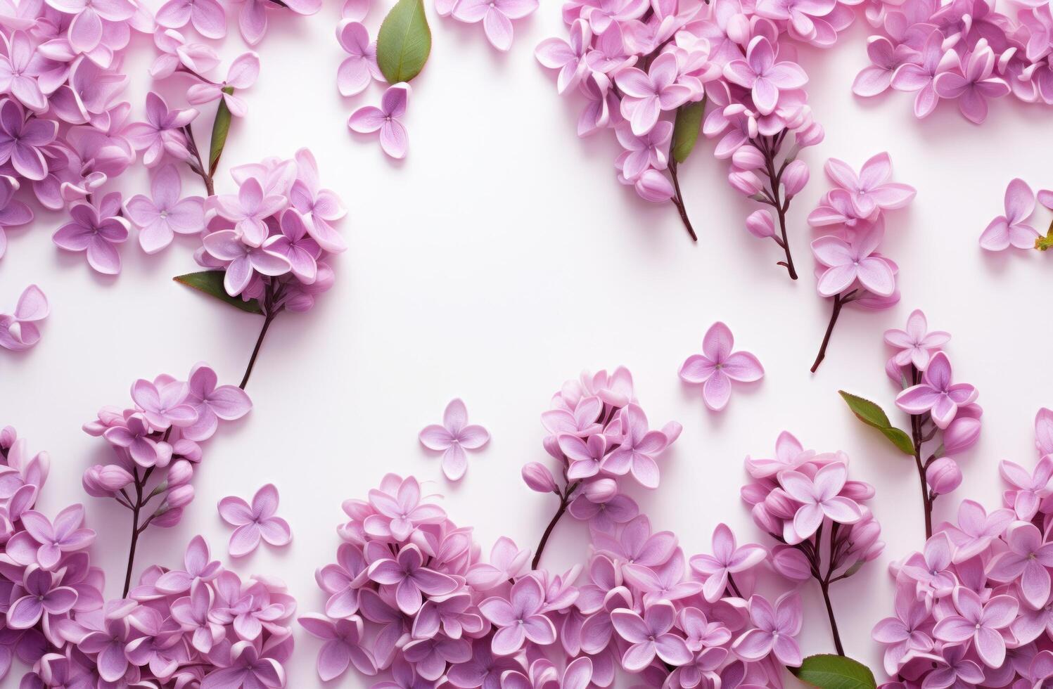 AI generated pink lilac flowers on a white background photo