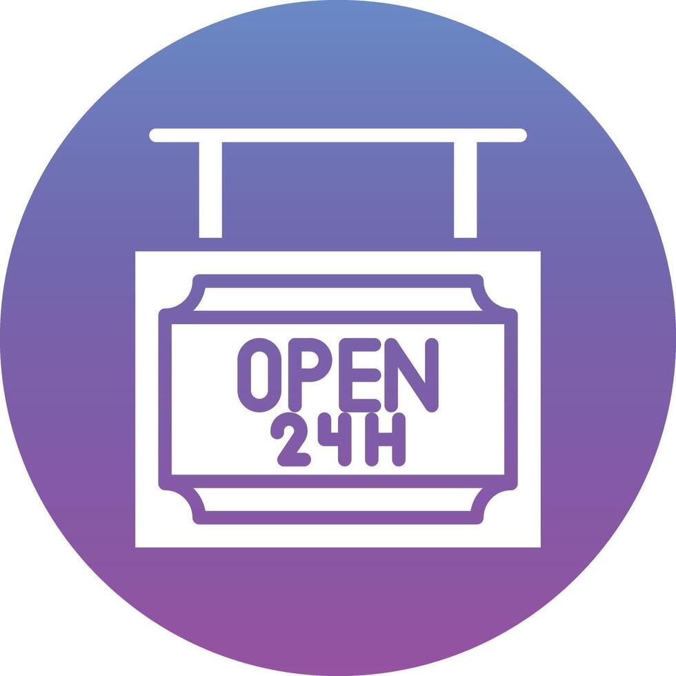 24 Hrs Open Vector Icon