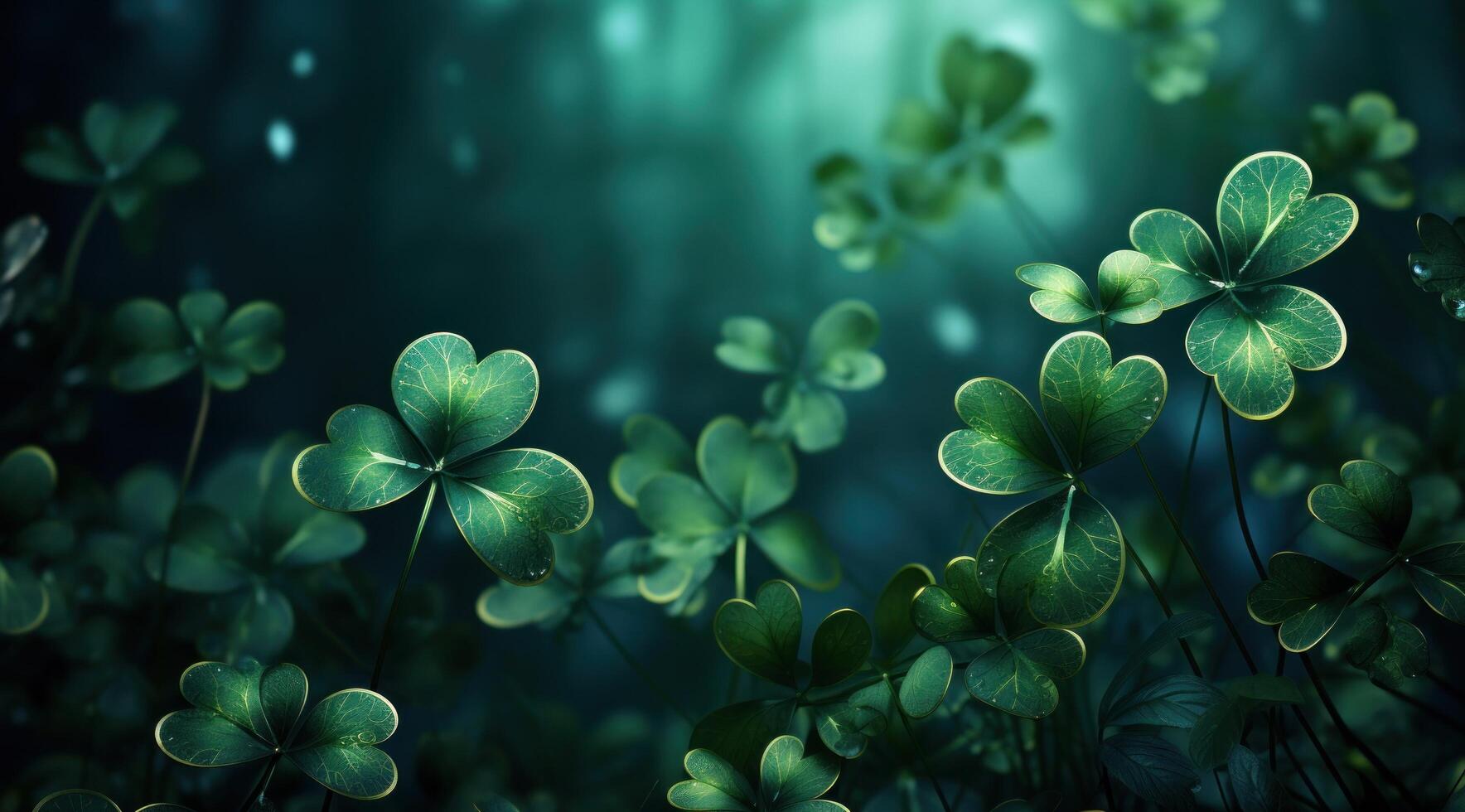 AI generated st patrick of green clover day background photo