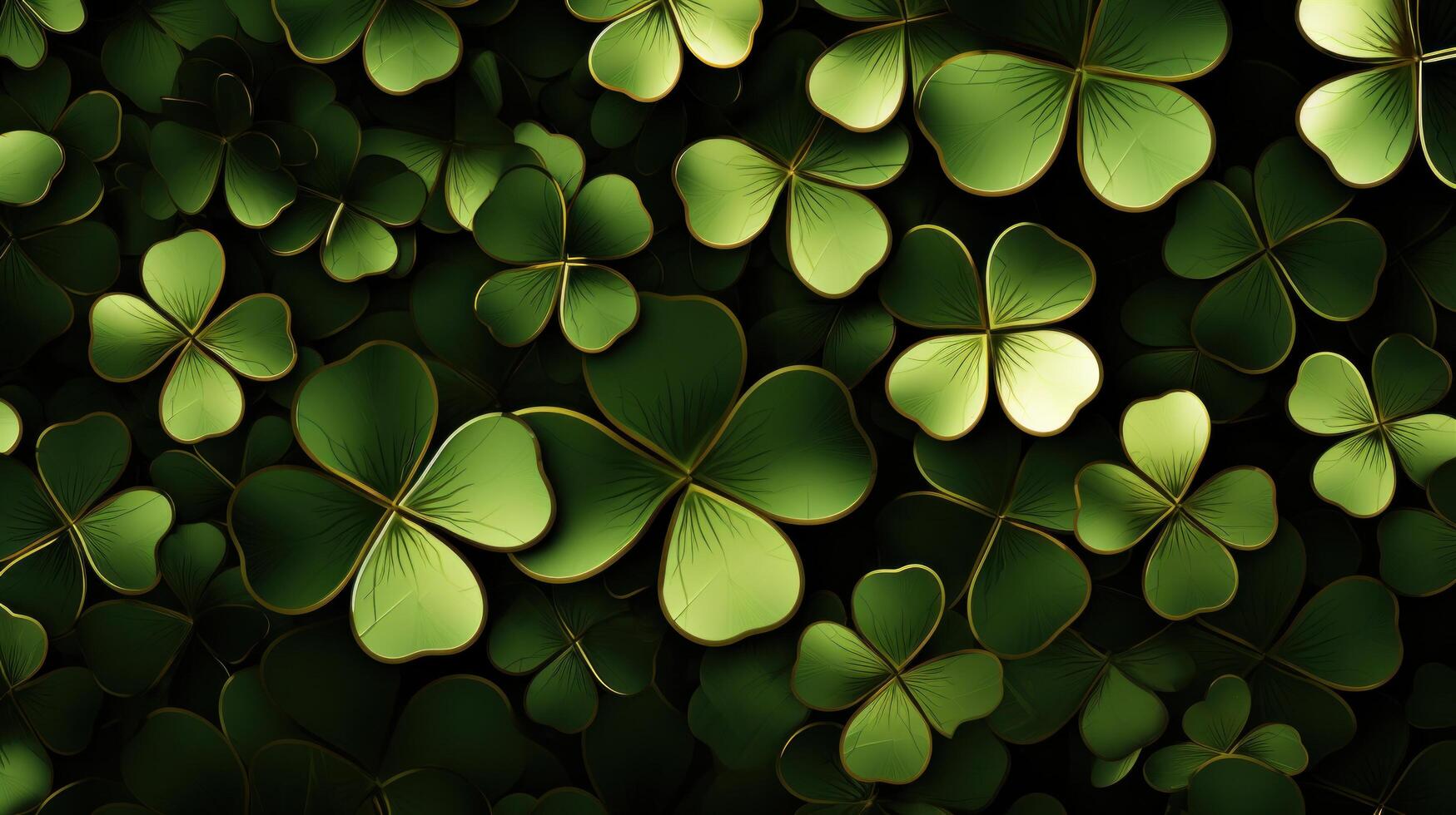 AI generated st patrick of green clover day background photo