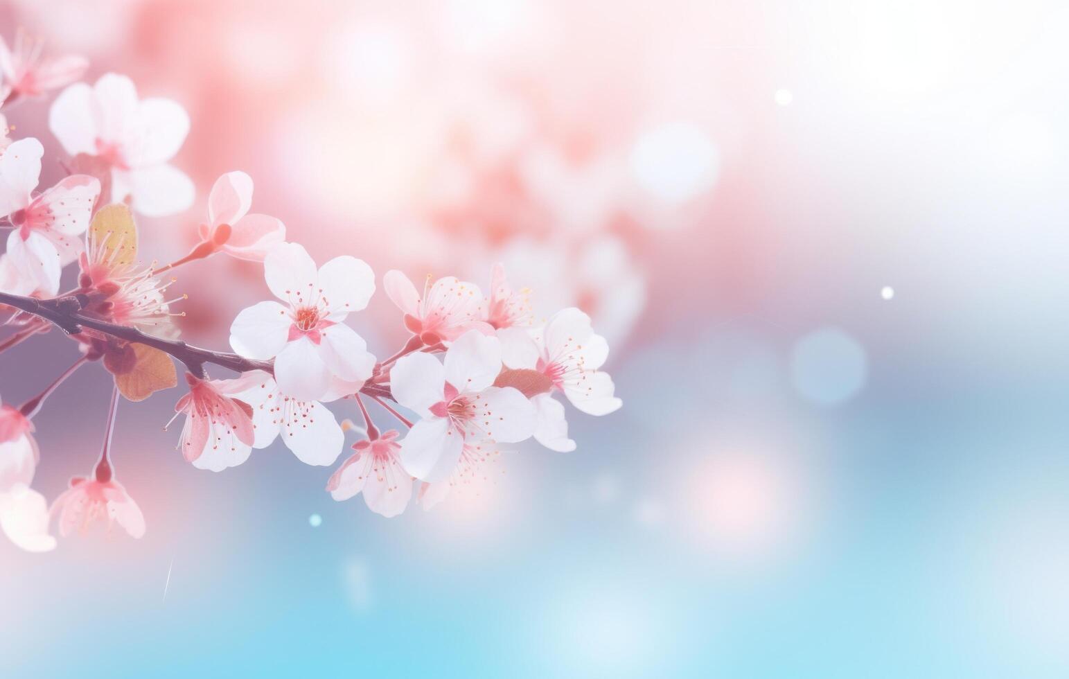 AI generated shows a bright color white and pink sakura blossom background photo