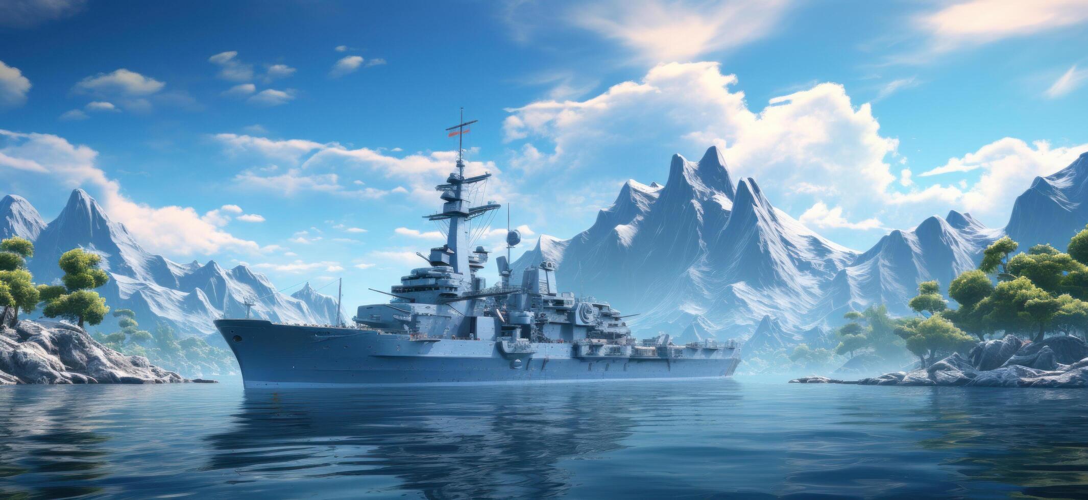 AI generated military sea battle liner photo