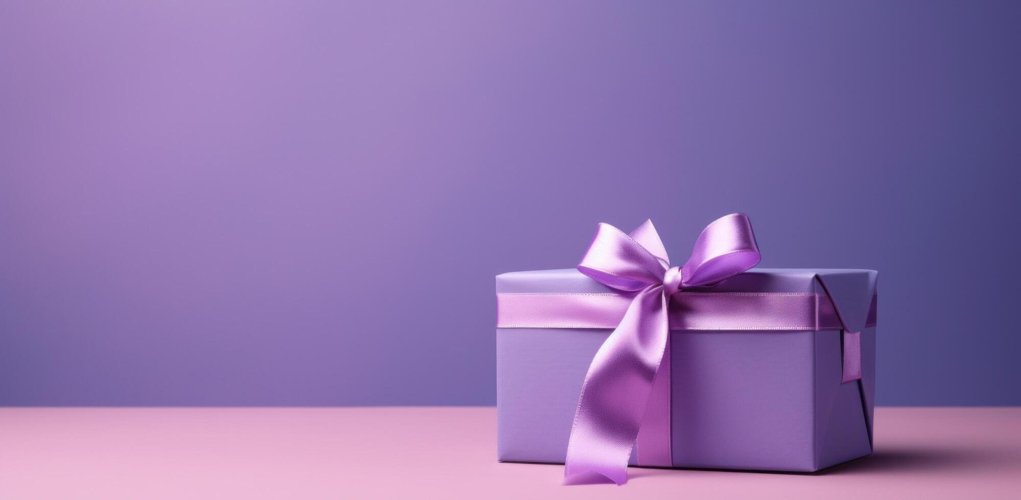 AI generated purple gift box against purple background photo