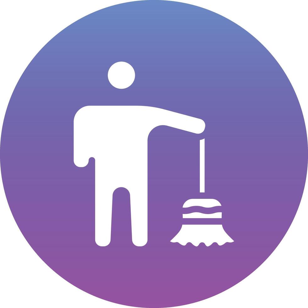 hombre barriendo piso vector icono