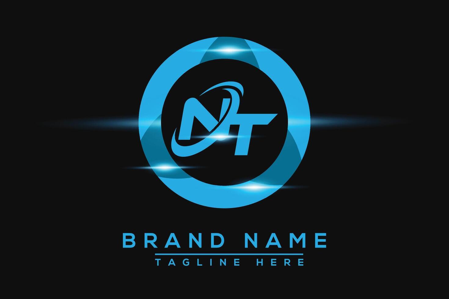 NT Blue logo Design. Vector logo design for business.