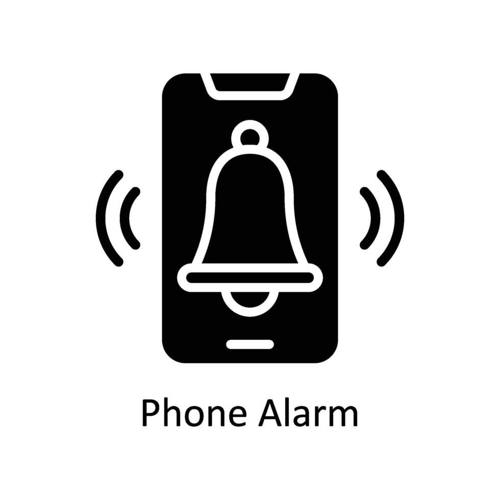 Phone Alarm Vector Solid icon Style illustration. EPS 10 File