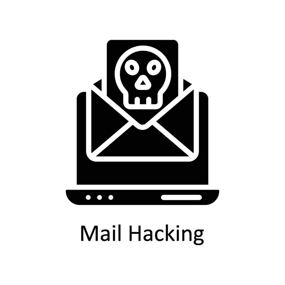 correo hackear vector sólido icono estilo ilustración. eps 10 archivo