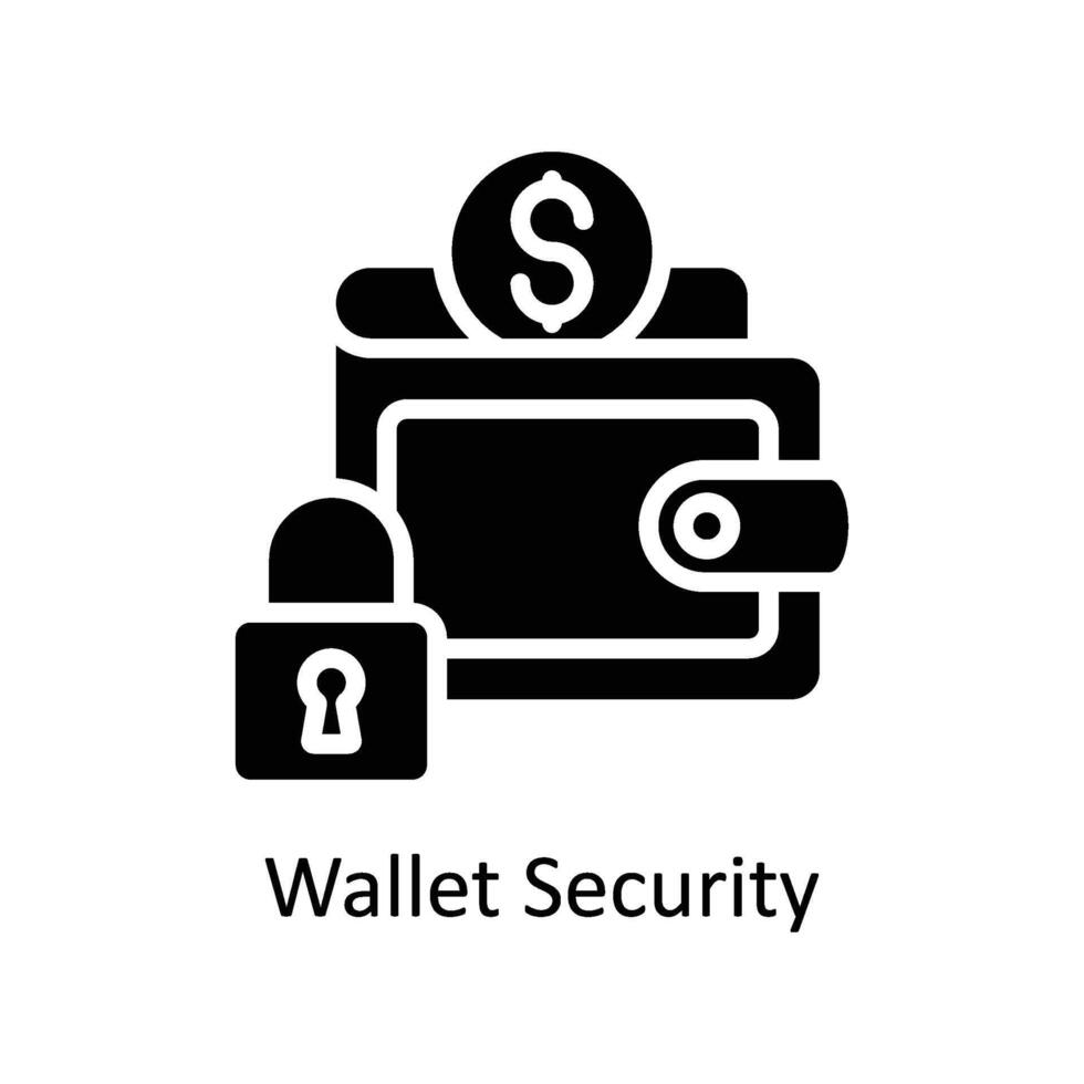 Wallet Security Vector Solid icon Style illustration. EPS 10 File