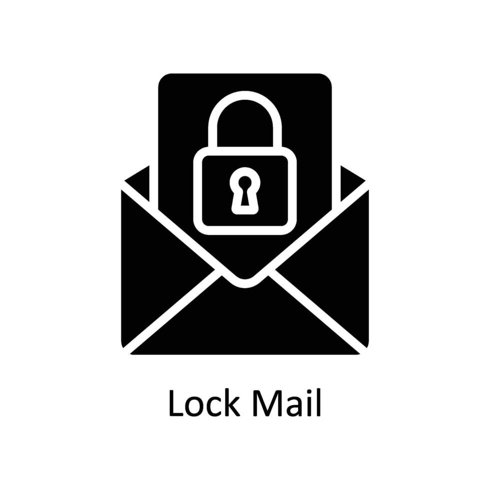 Lock Mail Vector Solid icon Style illustration. EPS 10 File