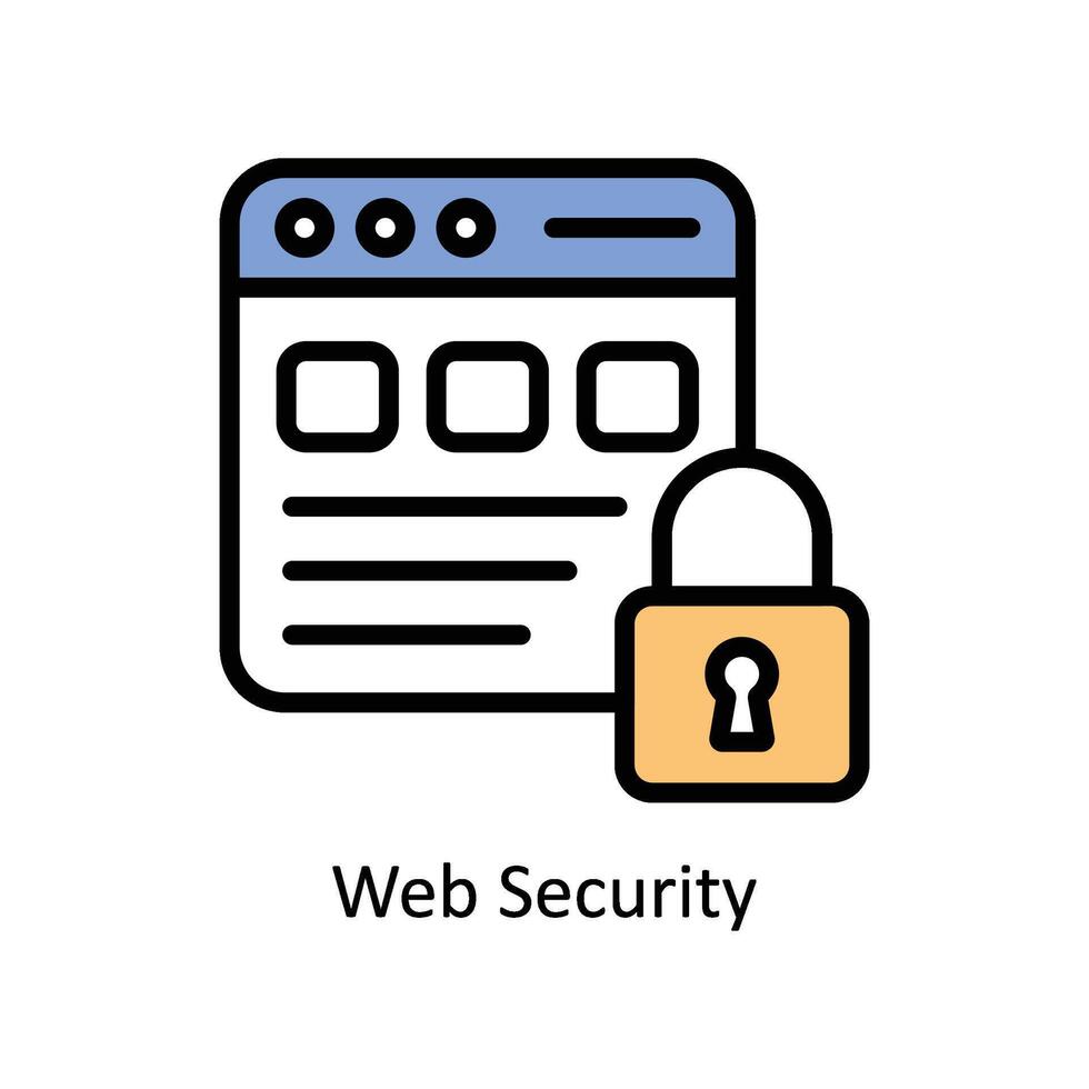 web seguridad vector lleno contorno icono estilo ilustración. eps 10 archivo
