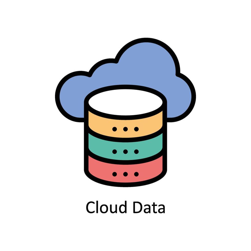 Cloud Data Vector Filled outline icon Style illustration. EPS 10 File