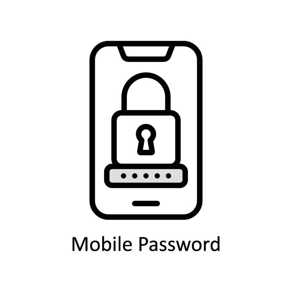 Mobile Password Vector Filled outline icon Style illustration. EPS 10 File