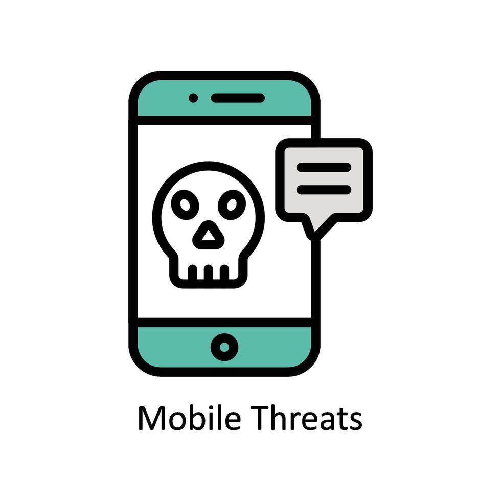 Mobile Threats Vector Filled outline icon Style illustration. EPS 10 File